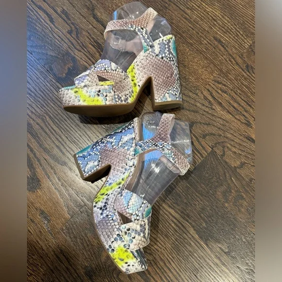 Kate Spade Grace snakeskin platform sandal heel summer size 7.5 - Picture 6 of 10